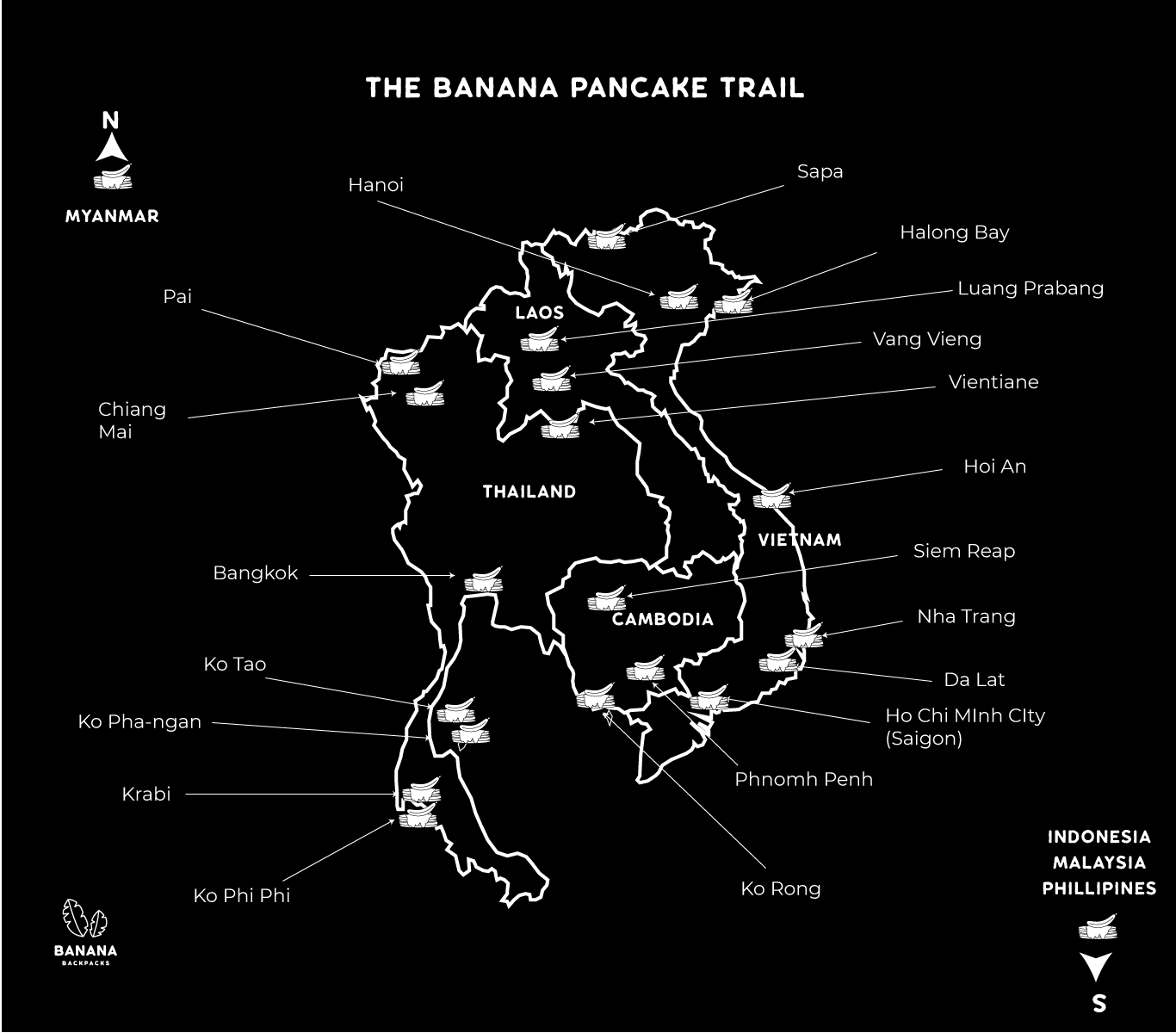 Map of the banana pancake trail